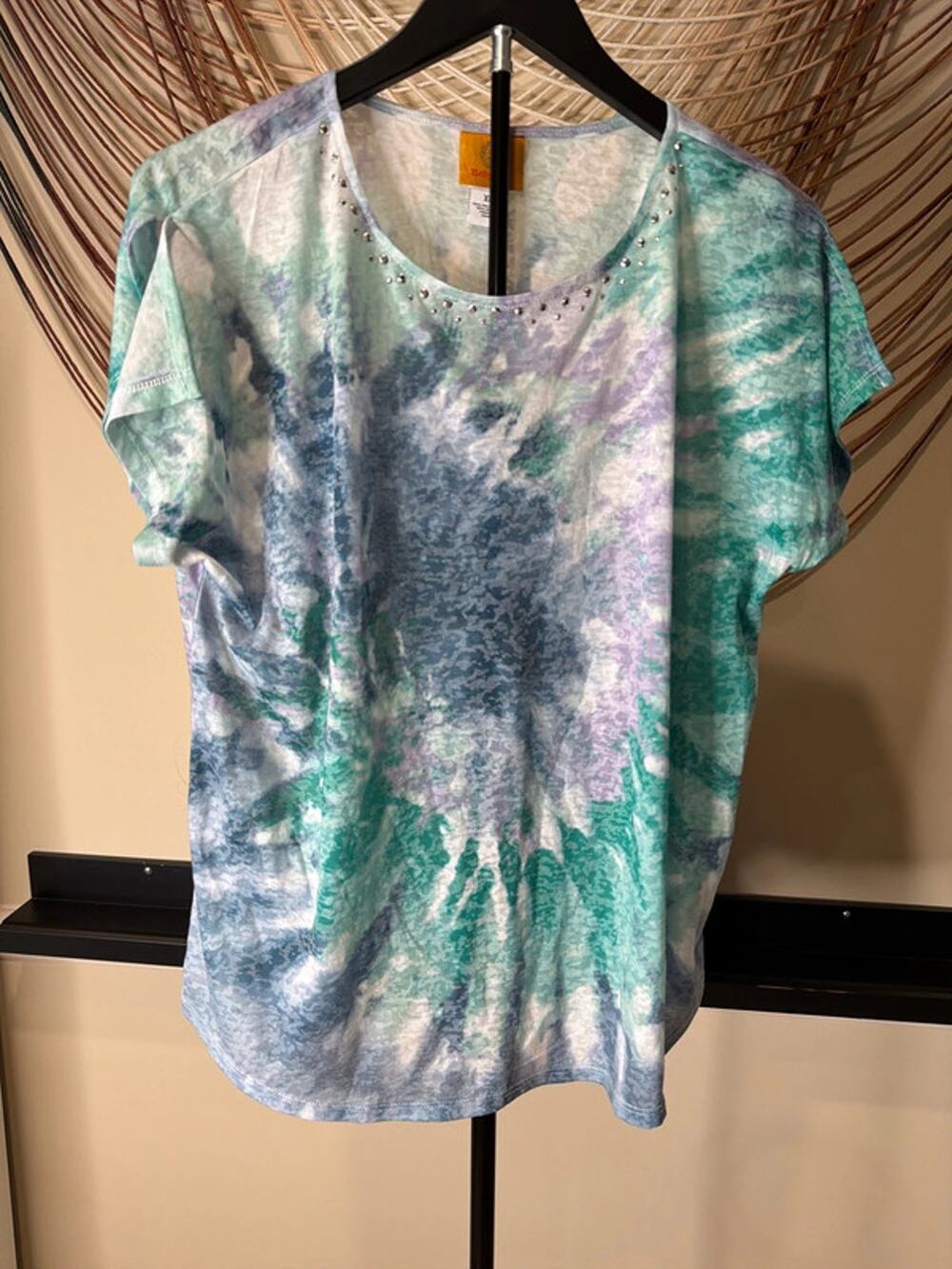 3 for $9 Ruby Rd tie-dye T-shirt with silver studs XL 3397